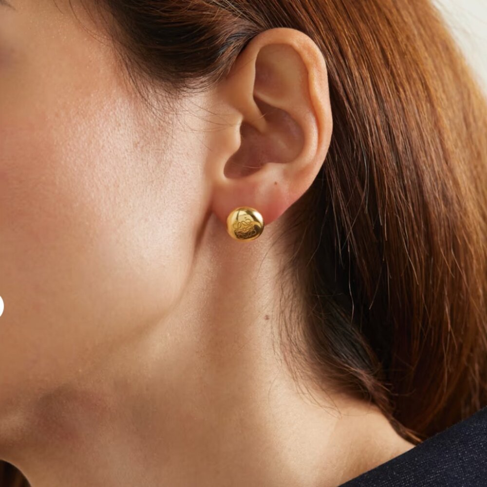 Loewe Anagram Pebble Gold-plated Stud Earrings
